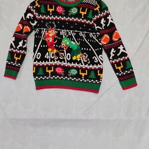 Festive Reindeer Kids Sweater - Black, Red, Green